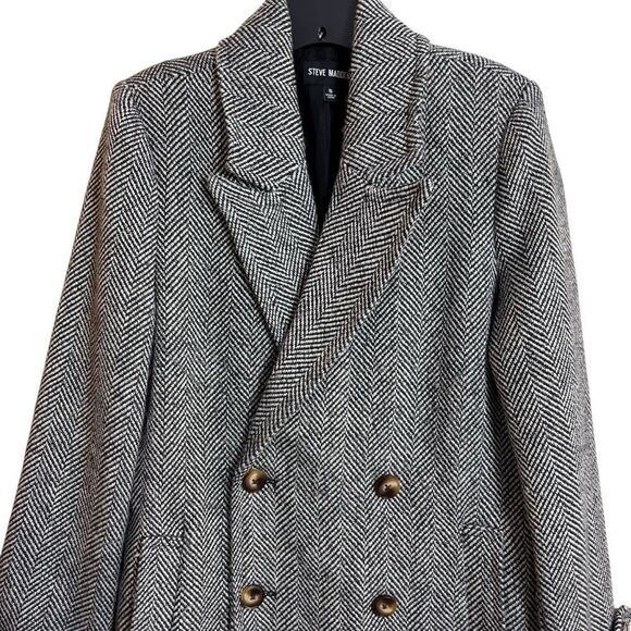 Steve Madden Women's Prince Herringbone Double-Breasted Top Coat Size Small NEW - Picture 6 of 16